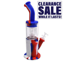 Glass Water Pipe Thick Base With Face Perc + Hand Grip & Bent Neck