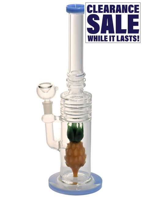 14" Pineapple Straight Tube Percolator Water Bubbler - Color May Vary - (1 Count)-Hand Glass, Rigs, & Bubblers