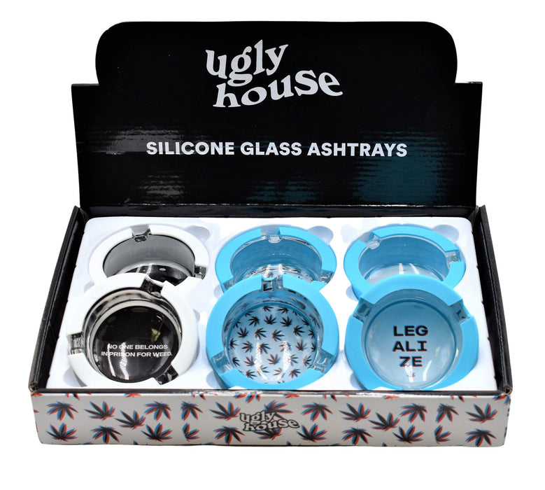 3" Ugly House Ashtray Silicone & Glass - Prison - (6 Count Display)-Rolling Trays and Accessories