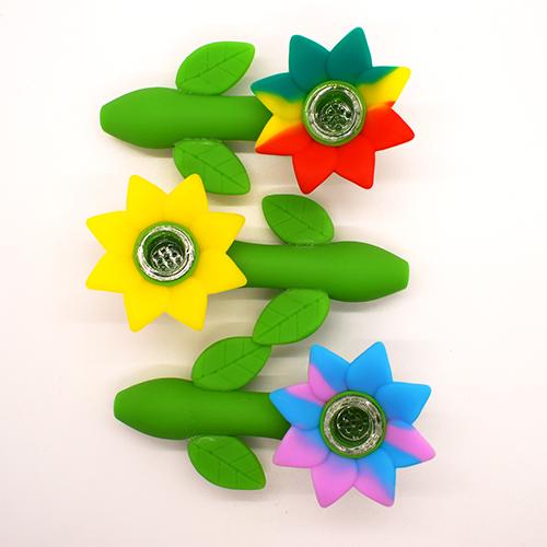 4.5" Sunflower Silicone Hand Pipe - Color May Vary - (1, 3 OR 6 Count)-Silicone Hand Pipe