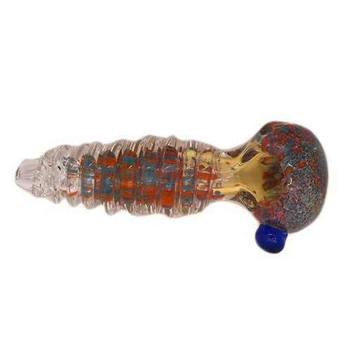 5” Frit Rod Wrapped Glass Hand Pipe with Bumps - Color May Vary - (1 Count)-Hand Glass, Rigs, & Bubblers