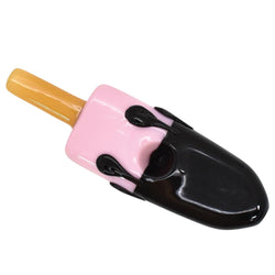 6" Ice Cream Hand Pipe with Base Gold Fuming - (1 Count)-Silicone Hand Pipe