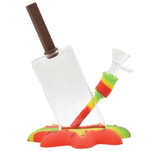 7" Dropped Popsicle Silicone Water Pipe - Color May Vary - (1 Count)-Hand Glass, Rigs, & Bubblers