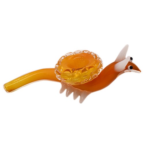 7” Yellow Flume Snail Design Glass Hand Pipe - Color May Vary - (1 Count)-Hand Glass, Rigs, & Bubblers