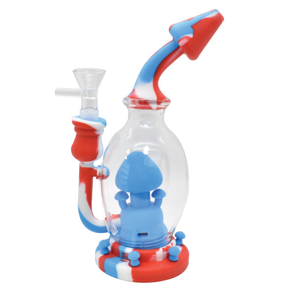 8" Silicone Mushroom Waterpipe - Color May Vary - (1 Count)-Hand Glass, Rigs, & Bubblers