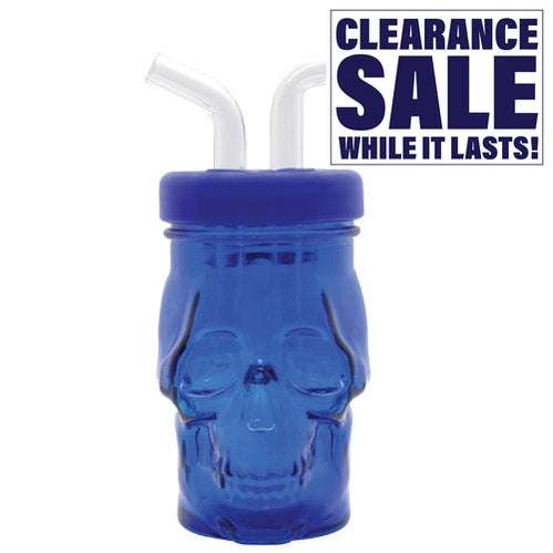 8" Skull Water Oil Bubbler - Blue - (1, 3, or 6 Count)-Hand Glass, Rigs, & Bubblers