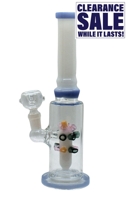 9" Straight Tube Multi Color Star Perc - Color May Vary - (1 Count)-Hand Glass, Rigs, & Bubblers