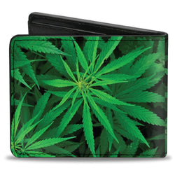 Bi-Fold Wallet - Vivid Marijuana Leaves Stacked-Novelty, Hats & Clothing