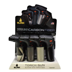 Blink Torch Display - Carbon Fiber Design Item 821 - (12 Count Display)-Lighters and Torches