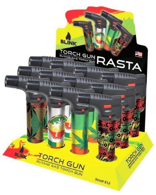 Blink Torch Display - Rasta Theme Design Item 812 - (12 Count Display)-Lighters and Torches