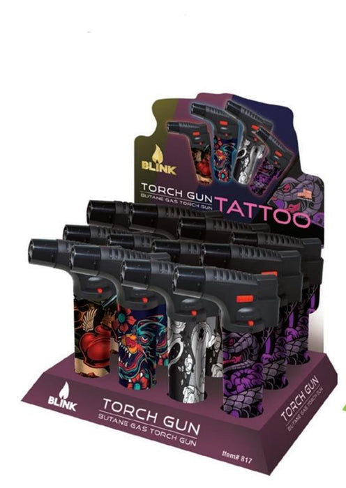 Blink Torch Display - Tattoo Theme Design Item 817 - (12 Count Display)-Lighters and Torches
