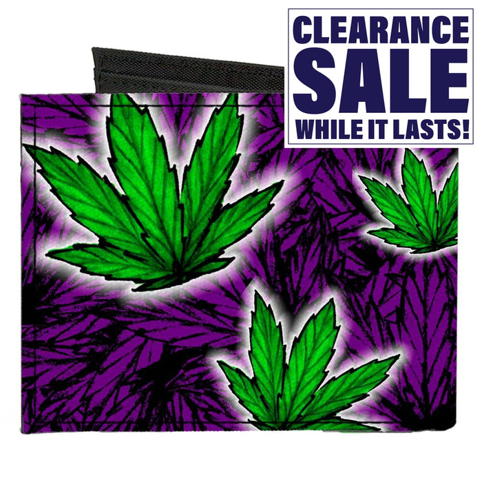 Canvas Bi-Fold Wallet - Marijuana Haze Purple-Novelty, Hats & Clothing