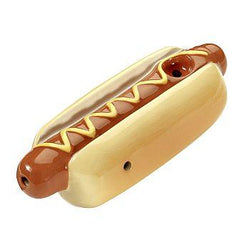 Ceramic Hot Dog Hand Pipe - (1 Count)-Hand Glass, Rigs, & Bubblers