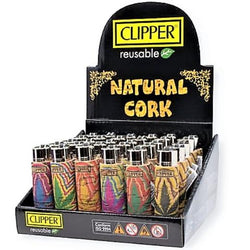 Clipper Natural Cork Lighters - Leaves Design (30 Count Display)-Lighters and Torches