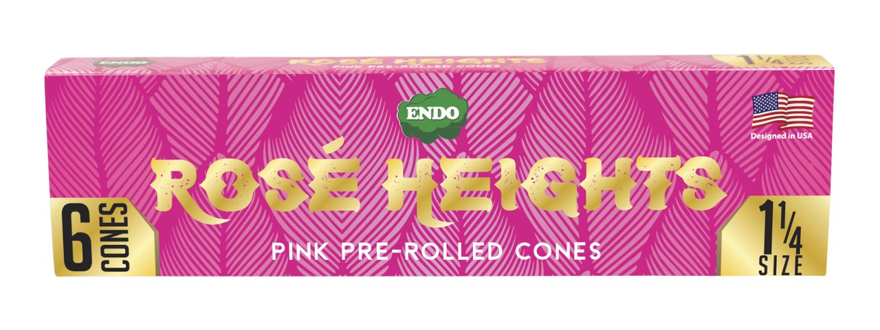 ENDO Rose Heights Premium Pink 1 1/4 Size Cones - 6 Cones Per Pack - (24 Count Display)-Papers and Cones