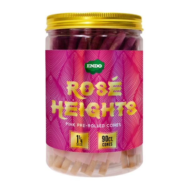 ENDO Rose Heights Premium Pink 1 1/4 Size Cones - (90 Count Jar)-Papers and Cones