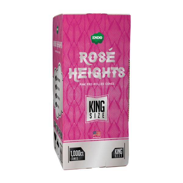 ENDO Rose Heights Premium Pink King Size Cones - (1000 Count Bulk Box)-Papers and Cones