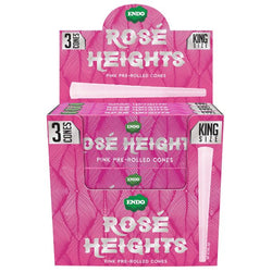 ENDO Rose Heights Premium Pink King Size Cones - 3 Cones Per Pack - (24 Count Display)-Papers and Cones