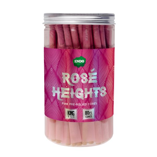 ENDO Rose Heights Premium Pink King Size Cones - (80 Count Jar)-Papers and Cones