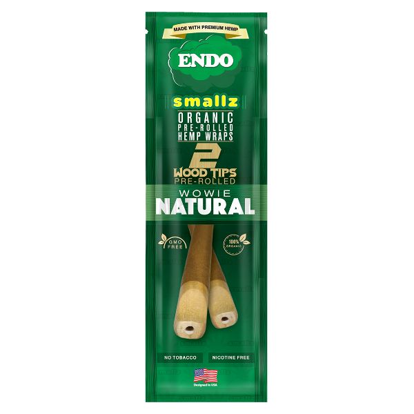 ENDO Smallz Organic Hemp Wrap Pre Rolled With Wood Tips 2 Per Pouch - Various Flavors - (15 Count Display)-Papers and Cones