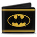 Licensed Bi-Fold Wallet - Batman Shield Double-Stripe Black Yellow-Novelty, Hats & Clothing