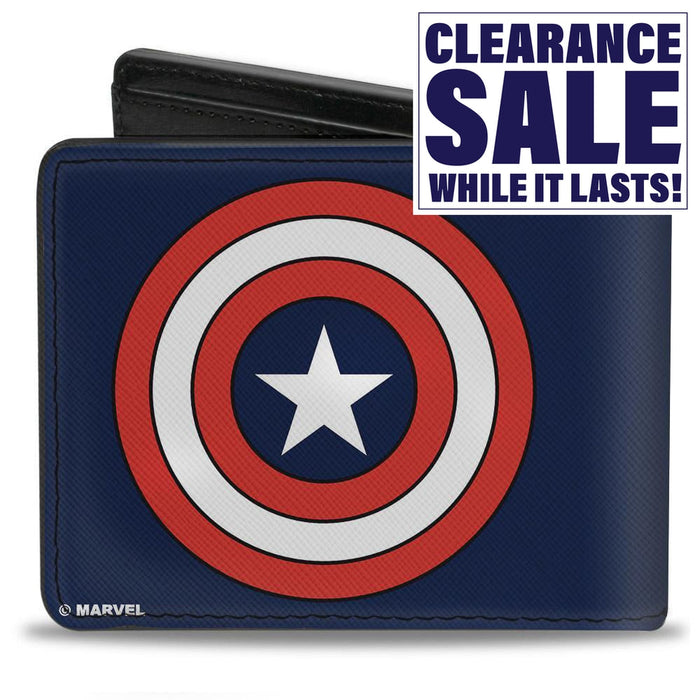 Licensed Bi-Fold Wallet - Captain America Red White and Blue Shield - Marvel Comics-Novelty, Hats & Clothing