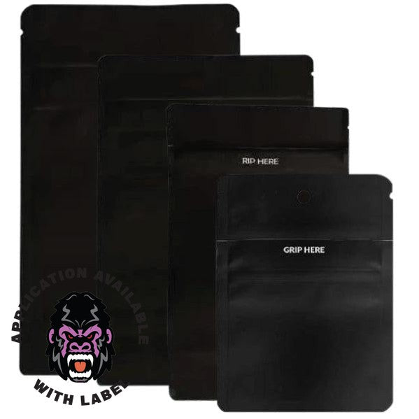 1/8th Ounce Matte Black/Clear Smell Proof Mylar Bags