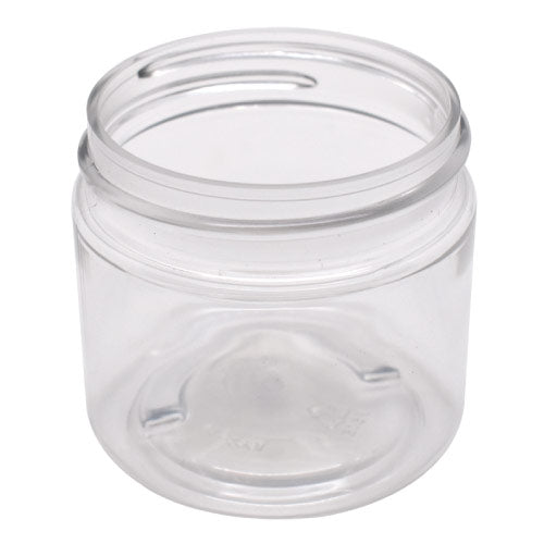 MASTER-STOCK 2 oz Clear PET Straight Sided Plastic Jar (White Lid)-Glass Jars