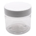 MASTER-STOCK 2 oz Clear PET Straight Sided Plastic Jar (White Lid)-Glass Jars