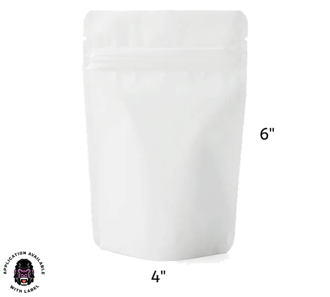 Opaque Matte White Metallized Mylar Bag-1/4 oz Bag-100, 500 or 1000 ct 100 Count - Mj Wholesale