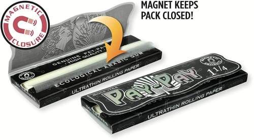 Pay-Pay 1 1/4 Negro Extra Lightweight Papers with Magnetic Closing (25 Books Per Display))-Papers and Cones