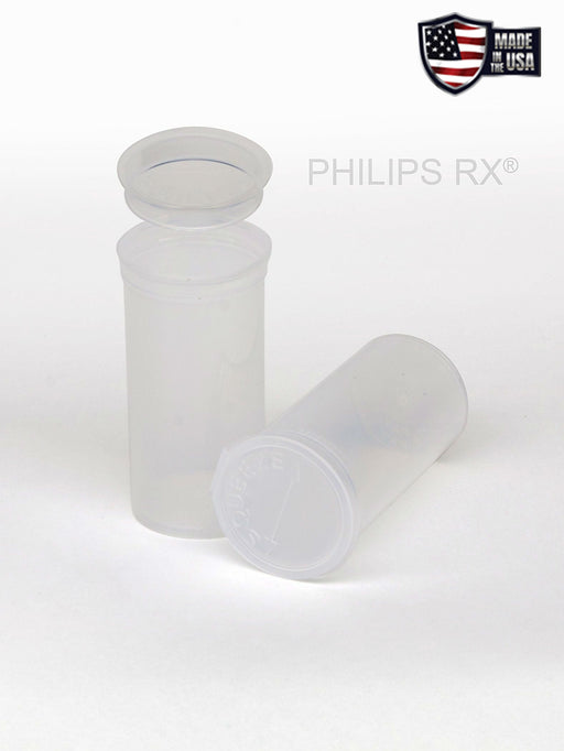Philips RX 13 Dram Pop Top Vial - 1 Gram - Child Resistant - Clear - Translucent (315 Count)-Pop Top Vials