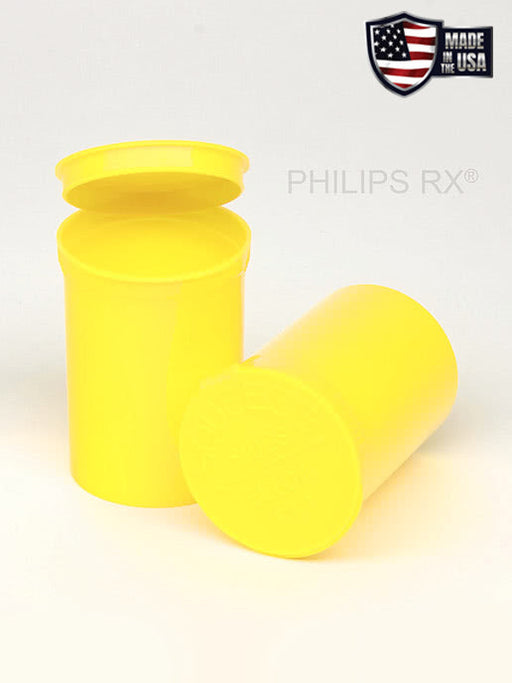Philips RX 30 Dram Pop Top Vial - 1/4 Oz - Child Resistant - Opaque Lemon - Pallet (10,800 Count)-Pop Top Vials