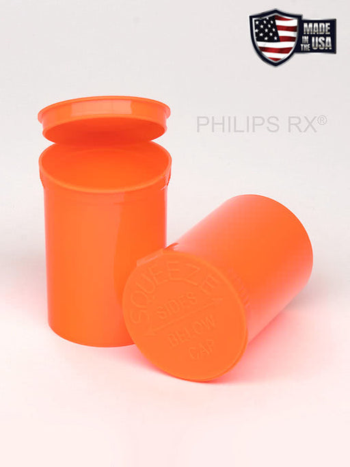 Philips RX 30 Dram Pop Top Vial - 1/4 Oz - Child Resistant - Opaque Mango - Pallet (10,800 Count)-Pop Top Vials