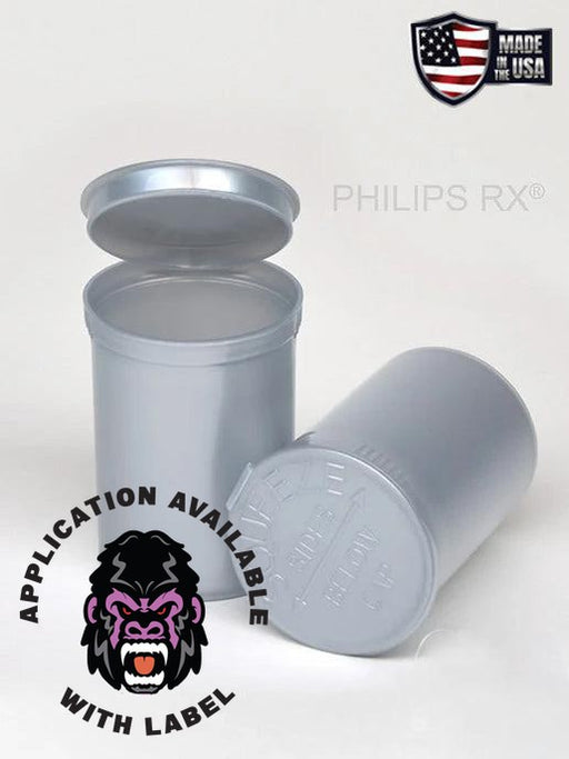 F&S Philips RX 30 DRAM Pop Top Vial - 1/4 oz - Child Resistant - Opaque Silver - (150 Count) 2400 Count - 16 Boxes - Mj Wholesale