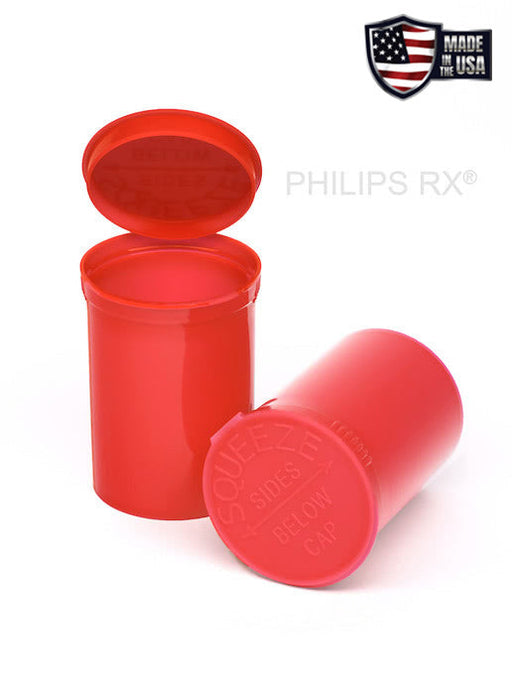 Philips RX 30 Dram Pop Top Vial - 1/4 Oz - Child Resistant - Opaque Strawberry - Pallet (10,800 Count)-Pop Top Vials