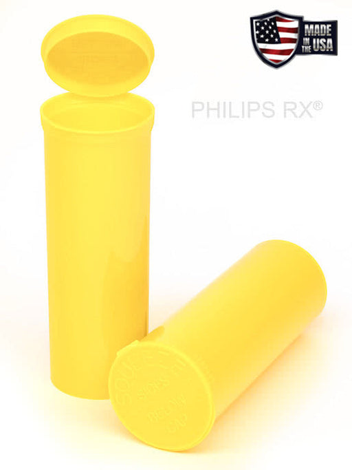 Philips RX 60 Dram Pop Top Vial - 1/2 Oz - Child Resistant - Opaque Lemon - Pallet (5,400 Count)-Pop Top Vials