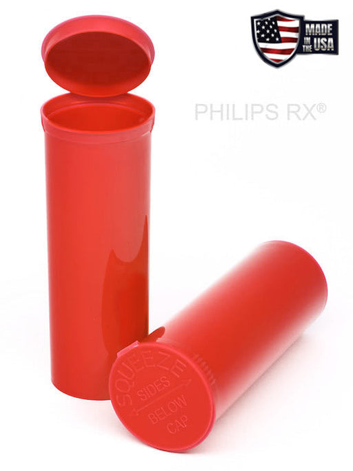 Philips RX 60 Dram Pop Top Vial - 1/2 Oz - Child Resistant - Opaque Strawberry - Pallet (5,400 Count)-Pop Top Vials