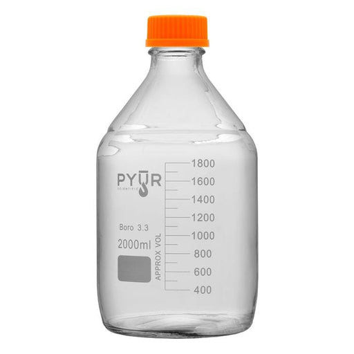 Pyur 2000ml Glass Concentrate Beaker Reagent Media Storage Bottle GL45 Screw Cap (1 Count)-Hydroponics