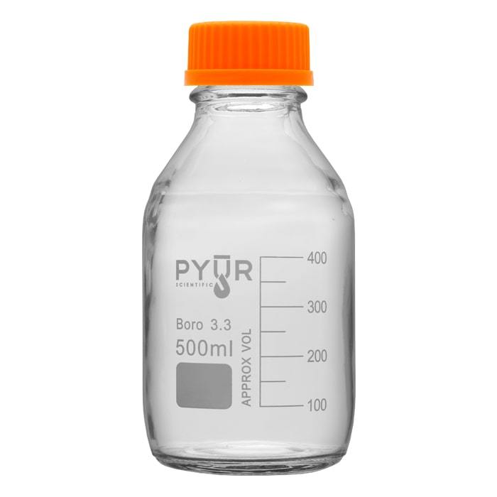 Pyur 500ml Glass Concentrate Beaker Reagent Media Storage Bottle GL45 Screw Cap - (1 Count)-Hydroponics