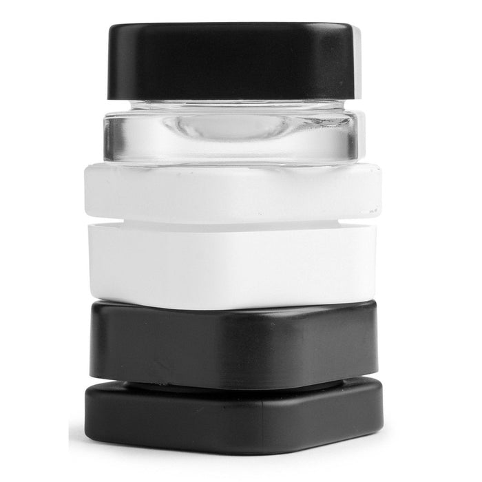 Qube 9mL Square Glass Concentrate Jar - Clear, Opaque Black, or Opaque White Child Resistant (Various Counts)-Concentrate Containers and Accessories