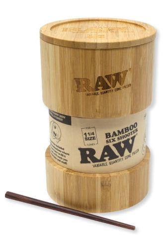 RAW Authentic Authentic Bamboo Six Shooter 1 1/4 Variable Quantity Filler (1 Count)-Papers and Cones