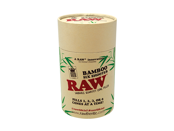 RAW Authentic Authentic Bamboo Six Shooter King Size Variable Quantity Filler (1 Count)-Papers and Cones