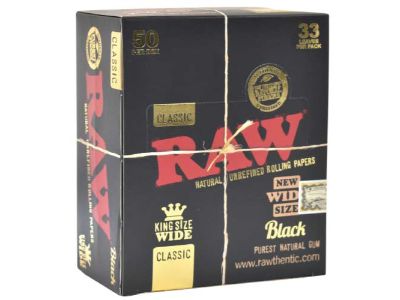 RAW Authentic Black Classic King Size Wide - 50 Count — MJ Wholesale