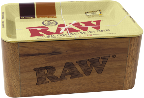 RAW Authentic Cache Mini Box - Wooden Stash Box With Tray (1 Count)