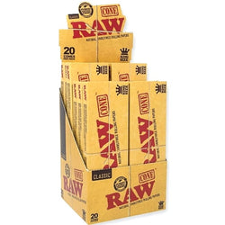 RAW Authentic Classic King Size Pre-Roll Cones - 109mm/26mm - (20PK Display Of 12)-Papers and Cones