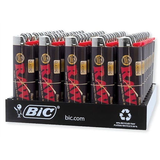 RAW Authentic Made By BIC Black Lighter 50 Count Display (50, 250 OR 500 Count)-Lighters and Torches