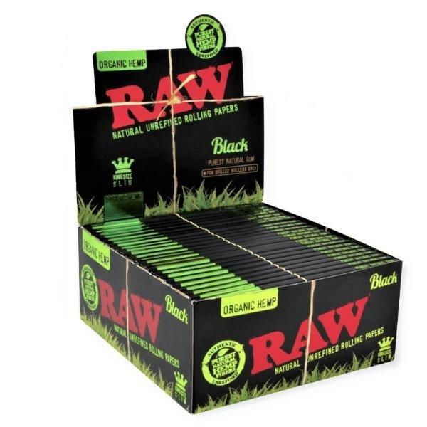 RAW Authentic Organic Hemp Black KingSize Slim Rolling Paper — MJ Wholesale