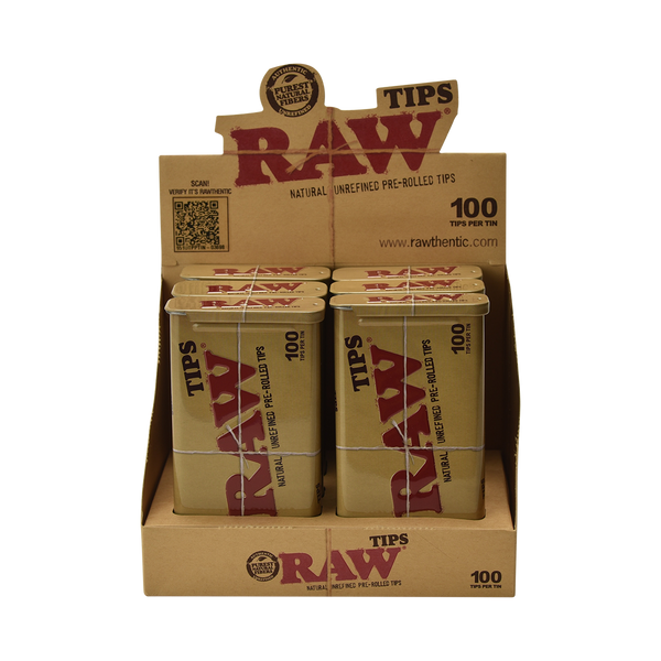 RAW 100 Pre Rolled Tips In A Storage Tin - Smokers Store
