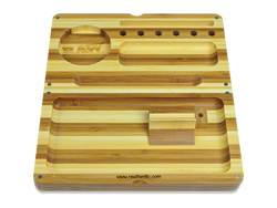 RAW Authentic Striped Bamboo Backflip Wood Rolling Tray - (1 Count)-Rolling Trays and Accessories
